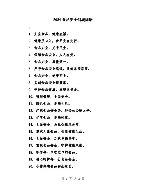 2024食品安全创城标语