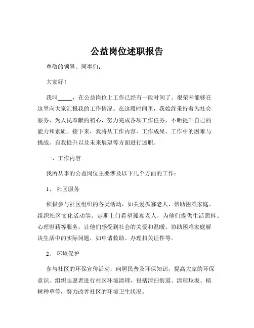 公益岗位述职报告