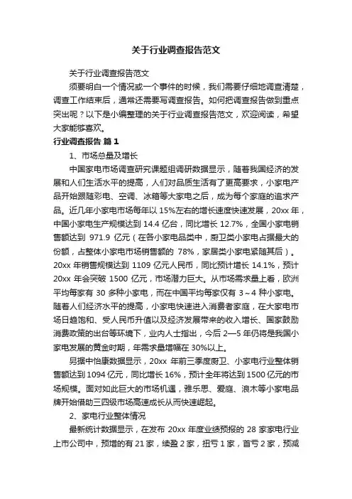 关于行业调查报告范文