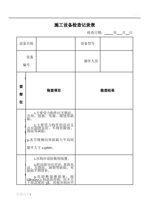 汽车吊检查记录表