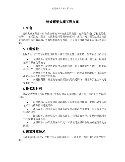 建设蔬菜大棚工程方案