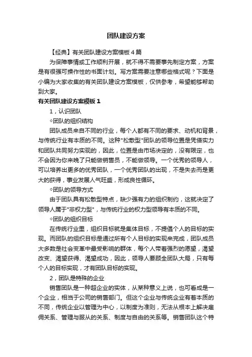 【经典】有关团队建设方案模板4篇