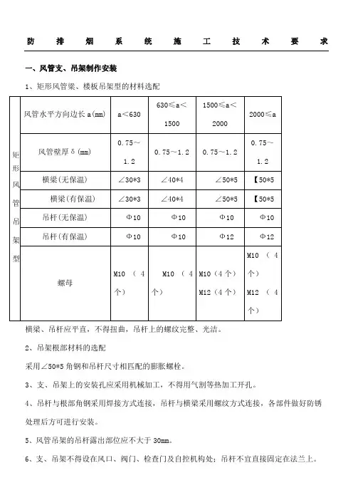 防排烟系统安装技术要求