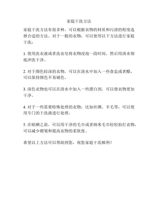 家庭干洗方法