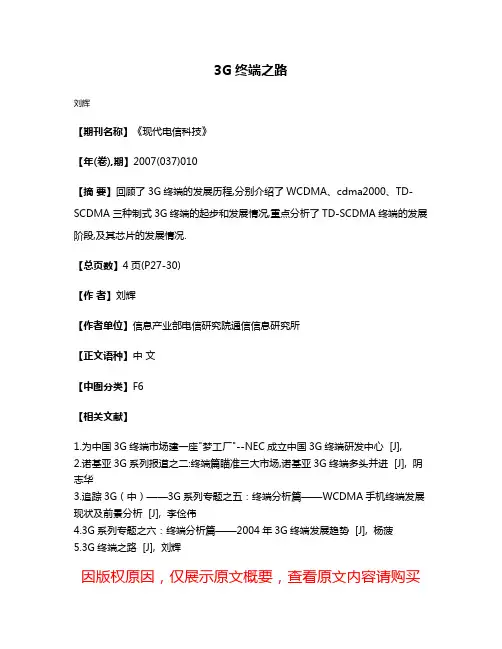 3G终端之路