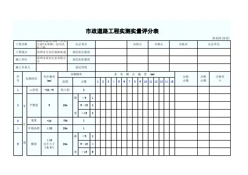 01608 市政道路工程实测实量评分表 市政附表四(沥青)1