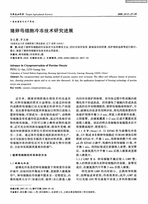 猪卵母细胞冷冻技术研究进展