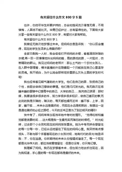 有关留住什么作文800字5篇