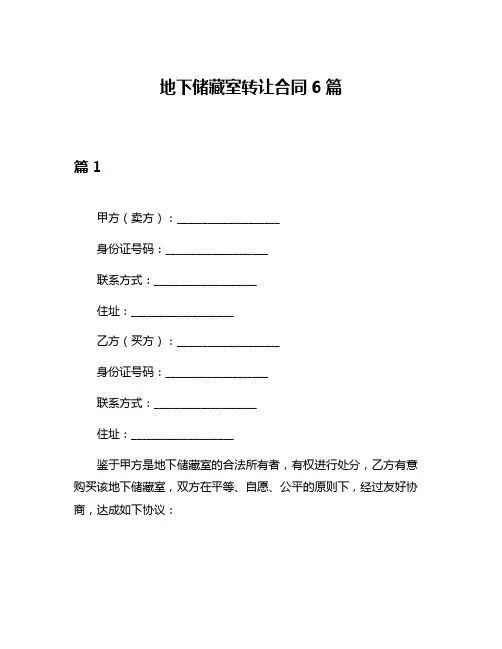 地下储藏室转让合同6篇