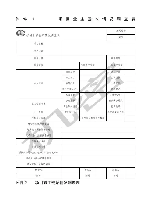 《项目管理手册》公司新表格