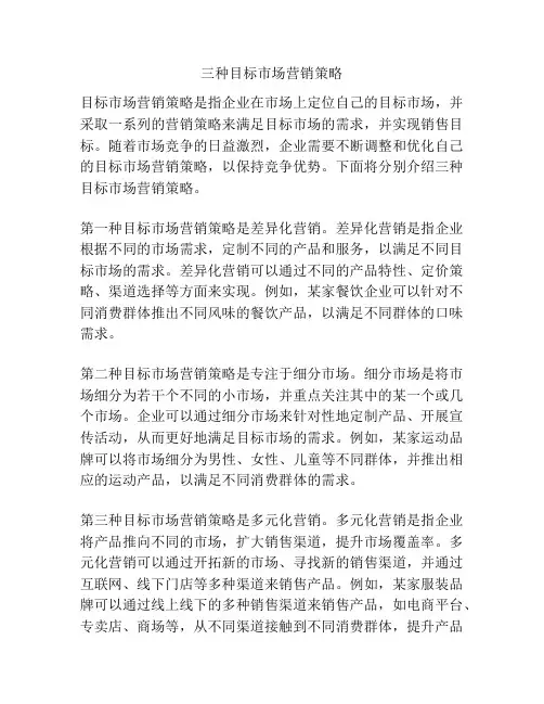 三种目标市场营销策略
