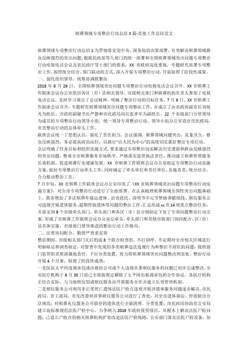 殡葬领域专项整治行动总结3篇-其他工作总结范文
