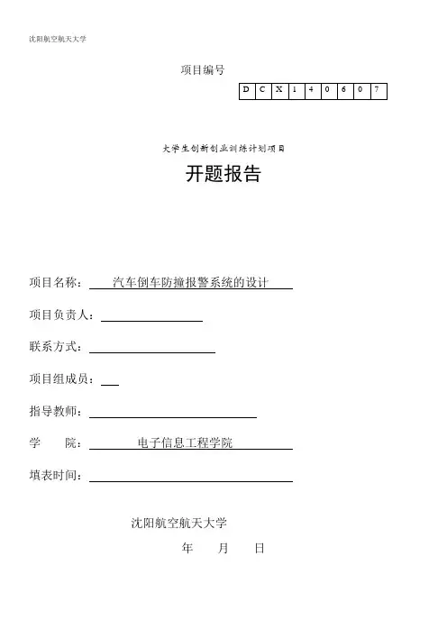 大创项目开题报告初稿