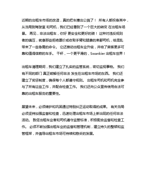 出租车市场专项整治行动工作总结
