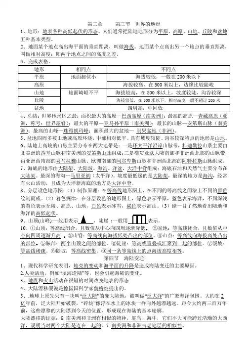 世界的地形和海陆变迁知识点