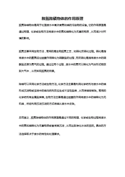 脱氮除磷物体的作用原理