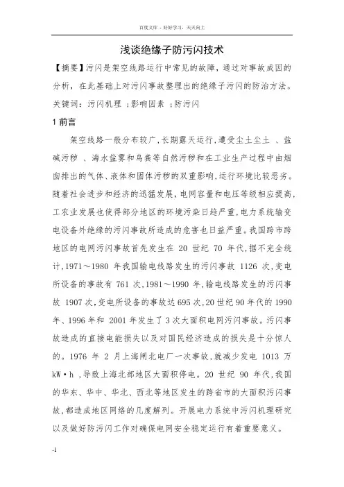 浅淡绝缘子防污闪技术