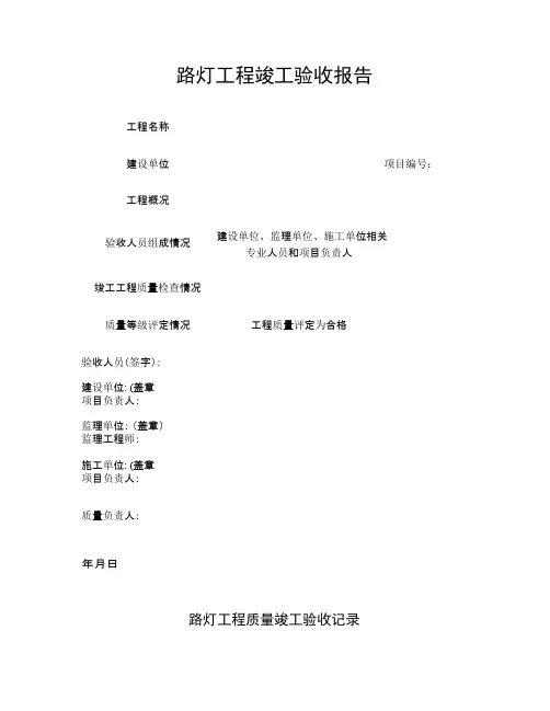 LED路灯工程竣工验收报告