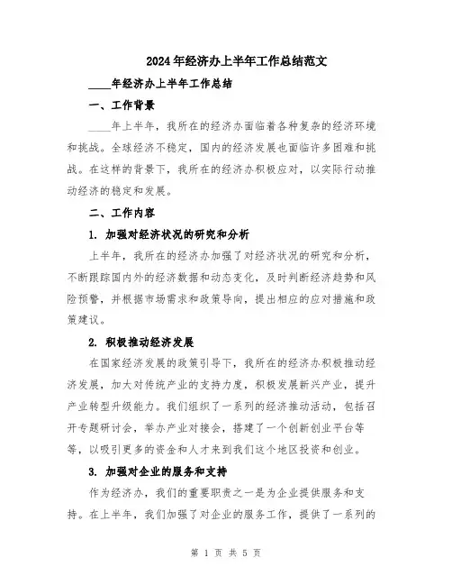 2024年经济办上半年工作总结范文
