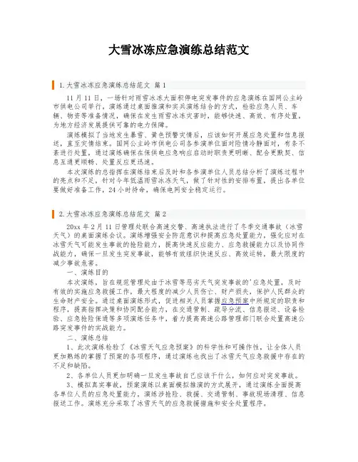 大雪冰冻应急演练总结范文