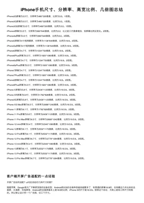 iPhone手机尺寸、分辨率、高宽比例、几倍图总结