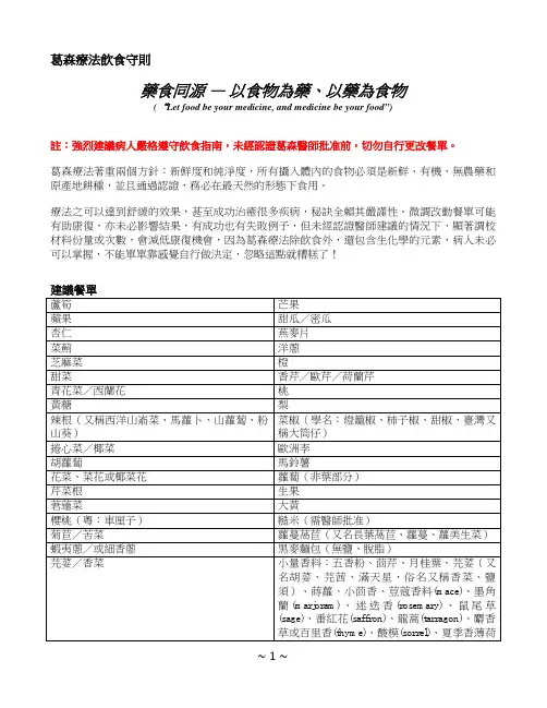 葛森可吃不可吃食物清單