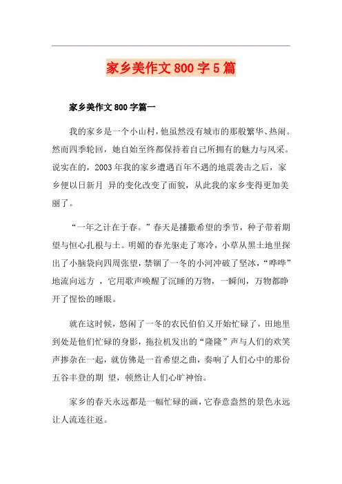 家乡美作文800字5篇