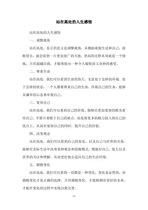 站在高处的人生感悟