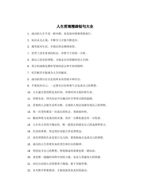 人生哲理精辟短句大全