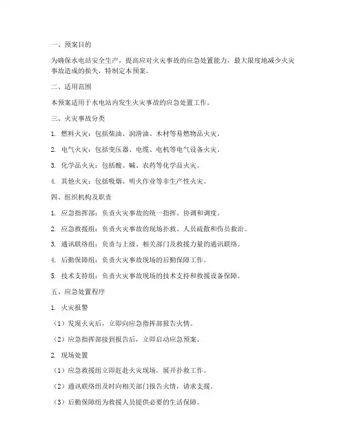 水电站火灾事故预案