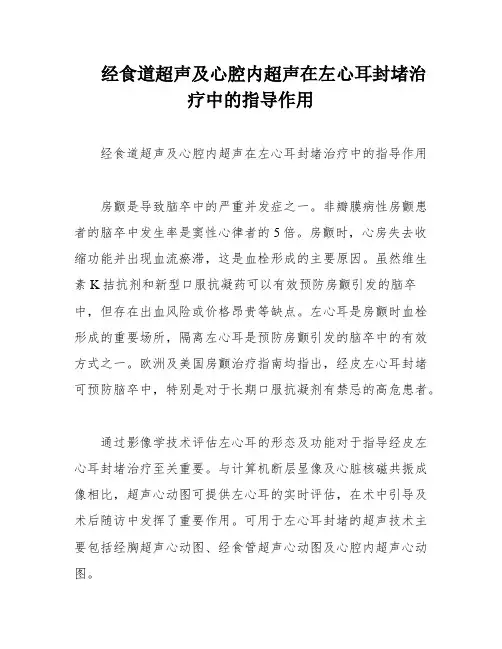 经食道超声及心腔内超声在左心耳封堵治疗中的指导作用