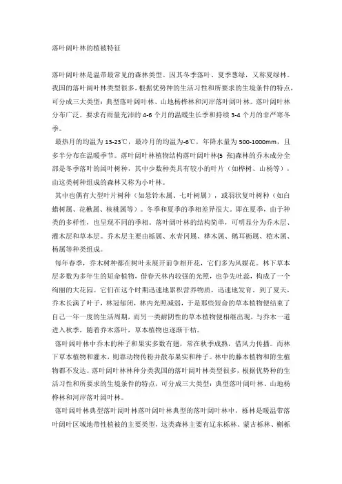 落叶阔叶林的植被特征