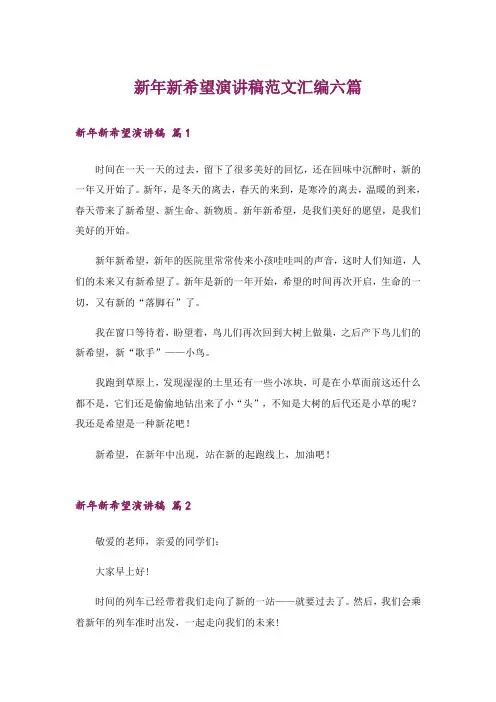 新年新希望演讲稿范文汇编六篇_1