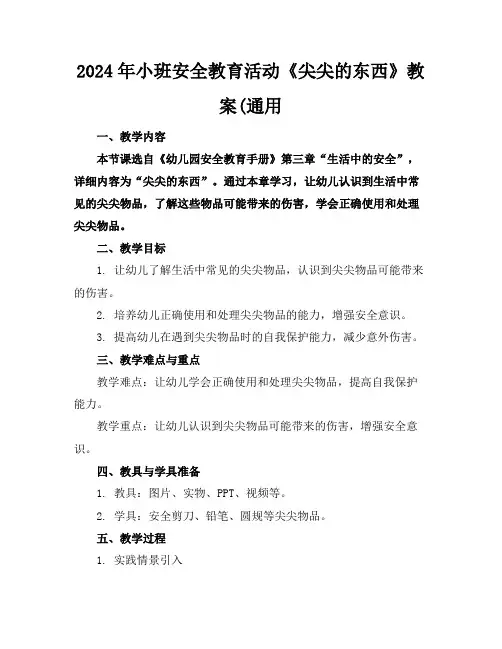 2024年小班安全教育活动《尖尖的东西》教案(通用
