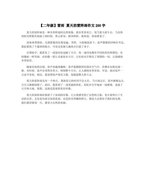【二年级】雷雨 夏天的雷阵雨作文200字