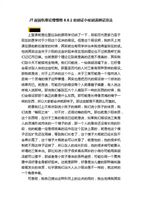 JT叔叔伤寒论慢慢教6.6.1柴胡证小柴胡汤辨证技法
