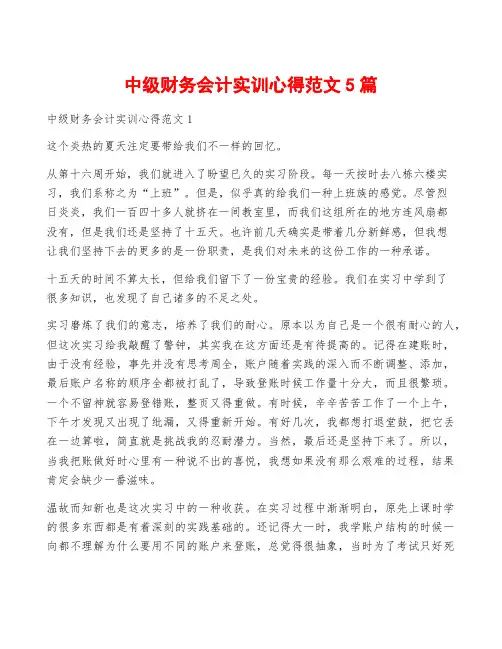 中级财务会计实训心得范文5篇