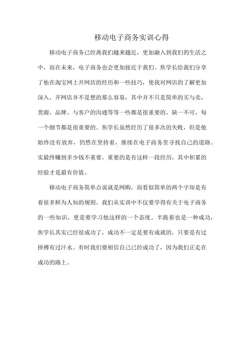 移动电子商务实训心得