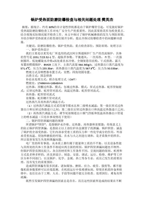 锅炉受热面防磨防爆检查与相关问题处理 樊英杰