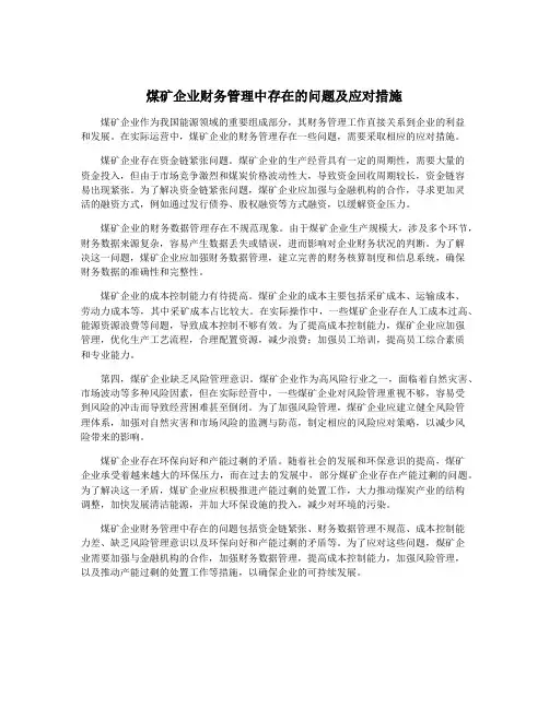 煤矿企业财务管理中存在的问题及应对措施