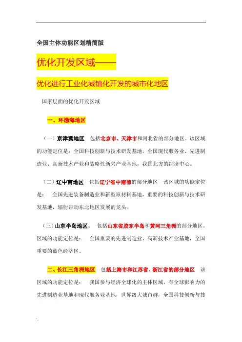 全国主体功能区划精简版(图)