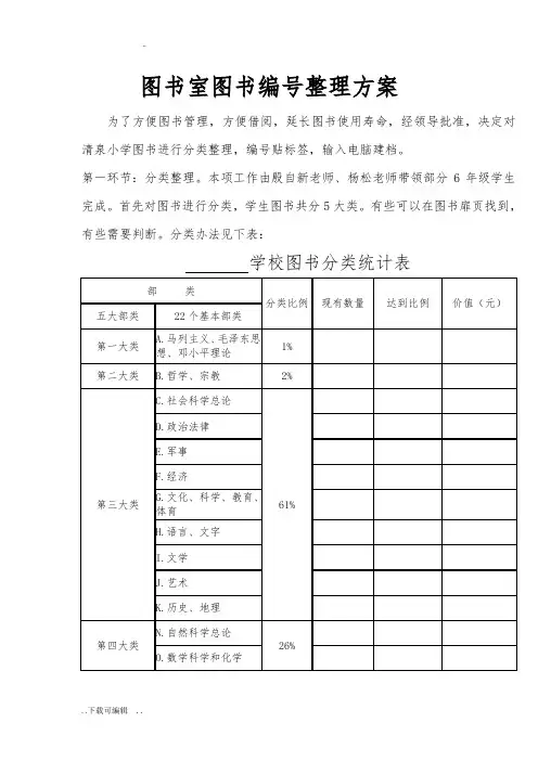 图书室编号整理方案
