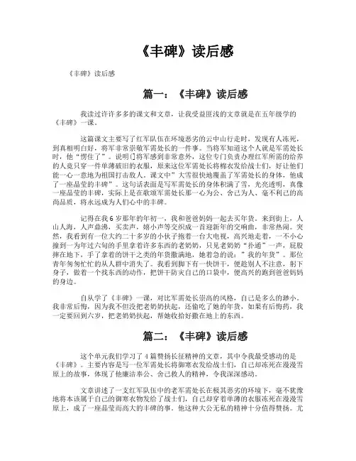 《丰碑》读后感