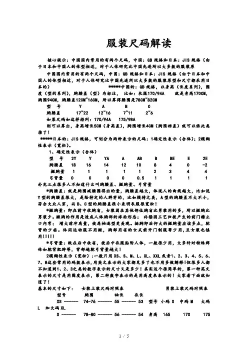 服装尺码解读-3