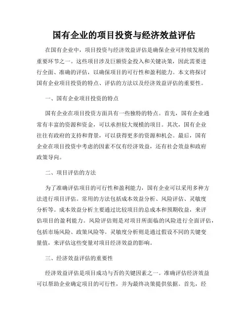 国有企业的项目投资与经济效益评估