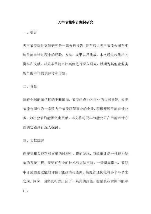 天丰节能审计案例研究