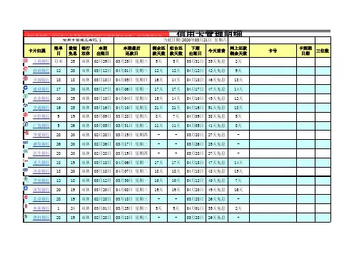 信用卡管理E cel表格