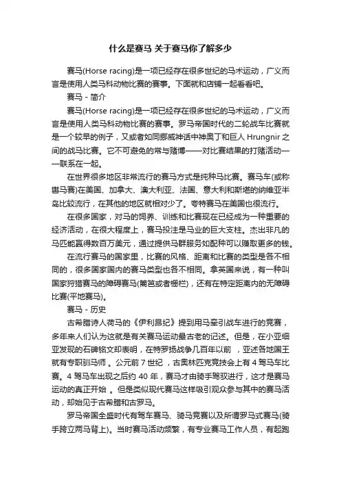 什么是赛马关于赛马你了解多少