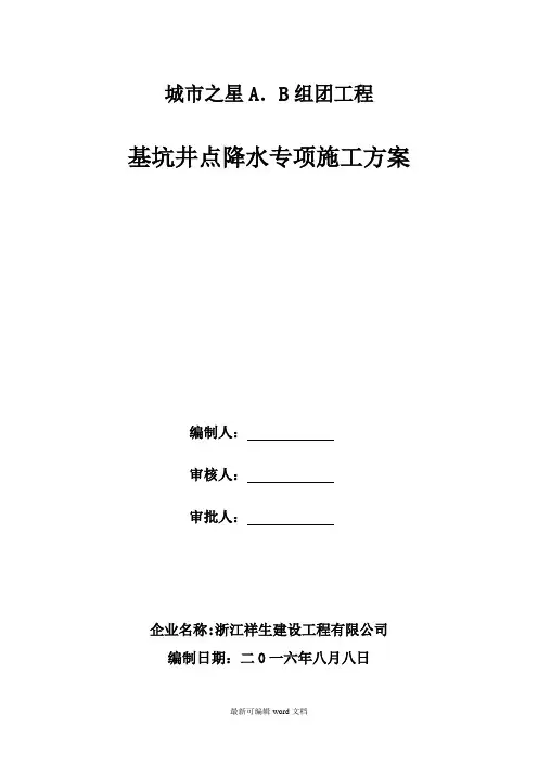 降水井施工方案完整版