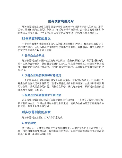 财务核算制度是啥
